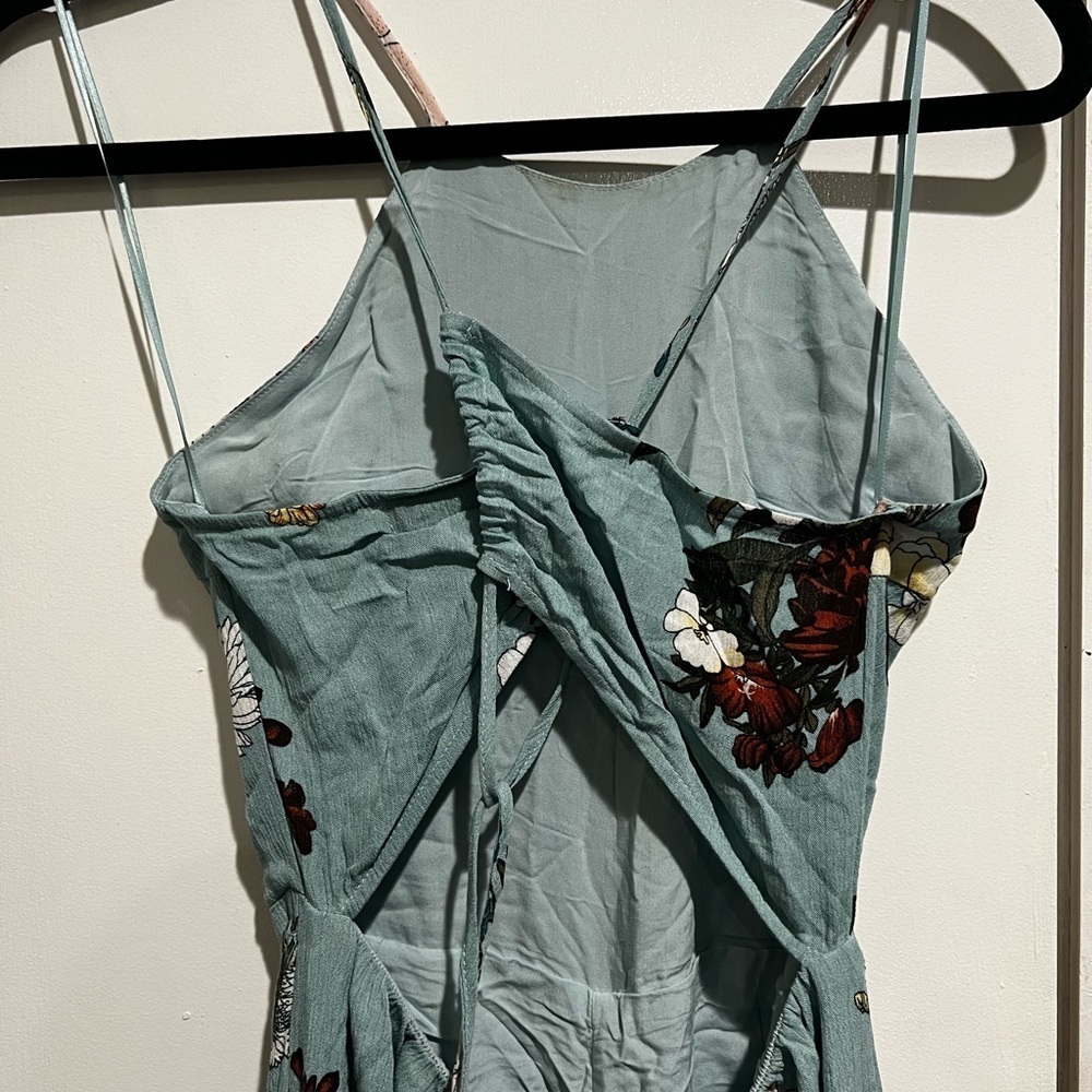 Paper Crane Floral Maxi Jumpsuit in Teal and White - Picture 5 of 6